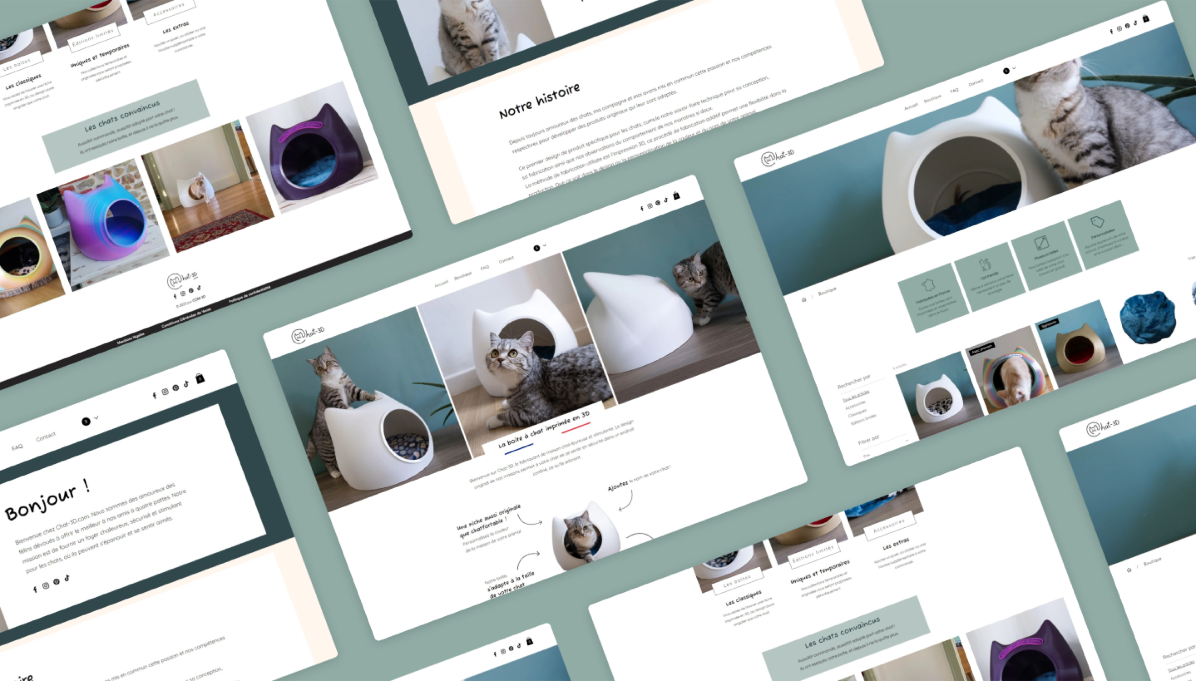 Maquettes du site e-commerce Chat-3D